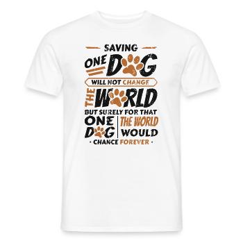 Saving One Dogs World Animal Rescue, dog house. - Men's T-Shirt - white - Front - AI Model Male 178 dark (178cm)