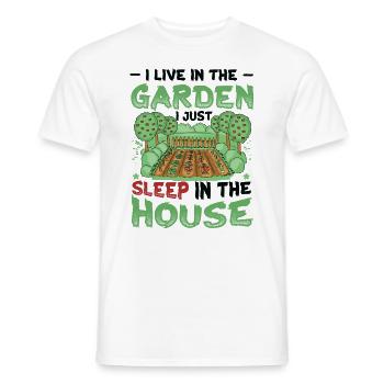 I live in the garden lover, gardening. - Men's T-Shirt - white - Front - AI Model Male 178 dark (178cm)
