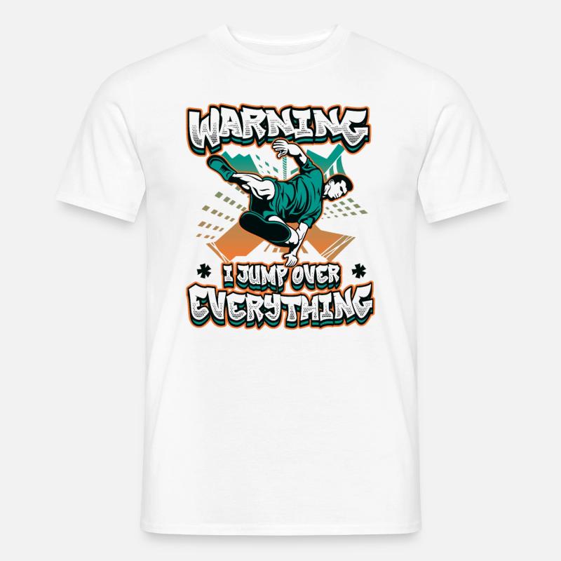 Warnung: Ich springe über alles. - Männer T-Shirt - Weiß