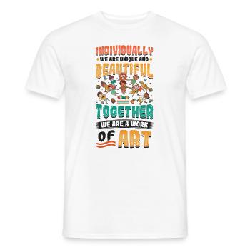 Ensemble, nous sommes une œuvre d’art, enseignante préscolaire - T-shirt homme - blanc - Devant - AI Model Male 178 dark (178cm)