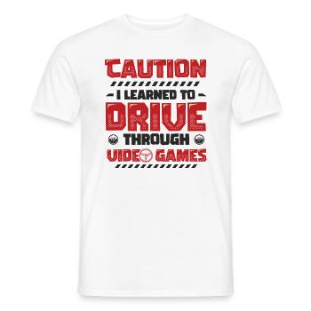 Be careful, I passed the driving test. - Men's T-Shirt - white - Front - AI Model Male 178 dark (178cm)