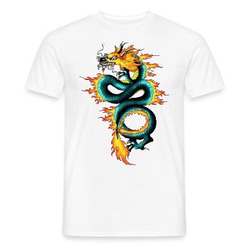 Dragon - Long - T-shirt homme - blanc - Devant - AI Model Male 178 dark (178cm)