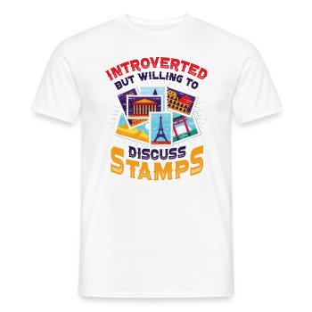 Introverted, but ready to receive stamps - Men's T-Shirt - white - Front - AI Model Male 178 dark (178cm)