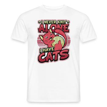 Je ne tricote jamais seule, j’ai des chats. - T-shirt homme - blanc - Devant - AI Model Male 178 dark (178cm)
