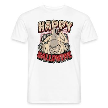 Happy Halloween ghost drinks wine - Men's T-Shirt - white - Front - AI Model Male 178 dark (178cm)