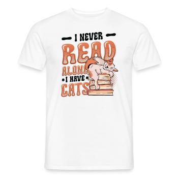 Bookworm reading books, cats. - Men's T-Shirt - white - Front - AI Model Male 178 dark (178cm)