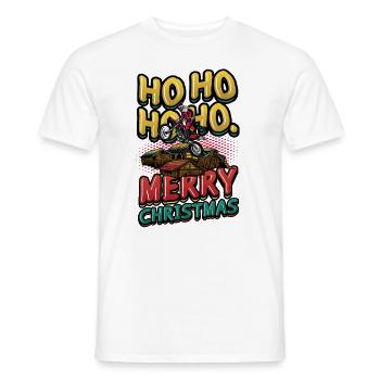 Ho Ho Ho Ho Frohe Weihnachten Santa Riding Dirt - Männer T-Shirt - Weiß - Vorne - AI Model Male 178 dark (178cm)