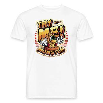 Essayez-moi! Le monstre aime la pizza - T-shirt homme - blanc - Devant - AI Model Male 178 dark (178cm)