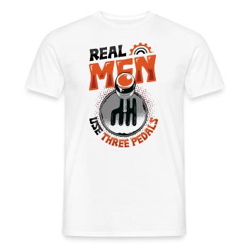 Echte Männer Verwenden Drei Pedale Auto Schalten - Männer T-Shirt - Weiß - Vorne - AI Model Male 178 dark (178cm)