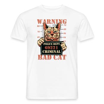 Warnung Bad Cat Mug Shot Katze - Männer T-Shirt - Weiß - Vorne - AI Model Male 178 dark (178cm)