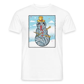 Fil Bonhomme de neige Couture Tricot Crochet - T-shirt homme - blanc - Devant - AI Model Male 178 dark (178cm)