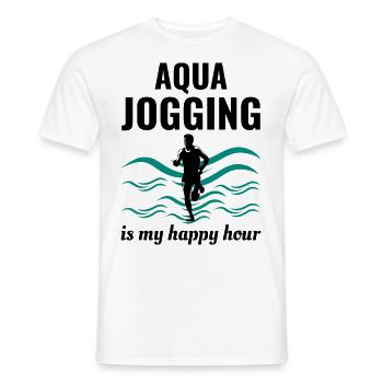 Deep Water Aqua jogging Pool Running Fitness - Men's T-Shirt - white - Front - AI Model Male 178 dark (178cm)