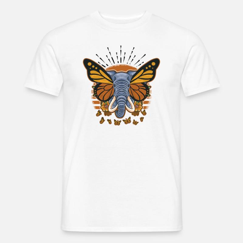 Elefante con le orecchie della farfalla Amanti degli elefanti - T-shirt uomo - bianco