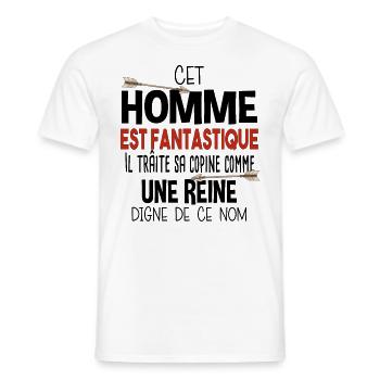 Homme Fantastique Reine Couple Cadeau Amour Humour - T-shirt homme - blanc - Devant - AI Model Male 178 dark (178cm)