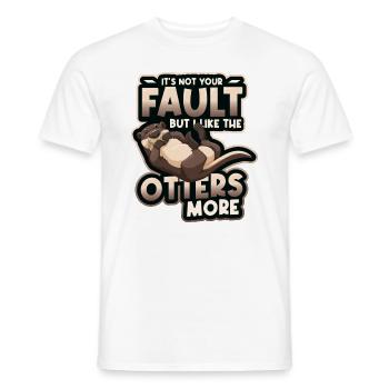 I like the otters more - Otter Pun Sea Otters - Men's T-Shirt - white - Front - AI Model Male 178 dark (178cm)