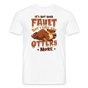 I like the otters more - Otter Pun Sea Otters - Men's T-Shirt - white - Front - AI Model Male 178 dark (178cm)