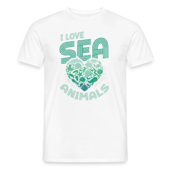 Ich Liebe Meerestiere, Herzform - Männer T-Shirt - Weiß - Vorne - AI Model Male 178 dark (178cm)