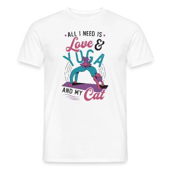 Alles Was Ich Brauche Ist Liebe Und Yoga - Männer T-Shirt - Weiß - Vorne - AI Model Male 178 dark (178cm)
