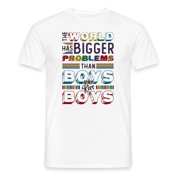 Bigger problems than guys kissing boys - Men's T-Shirt - white - Front - AI Model Male 178 dark (178cm)