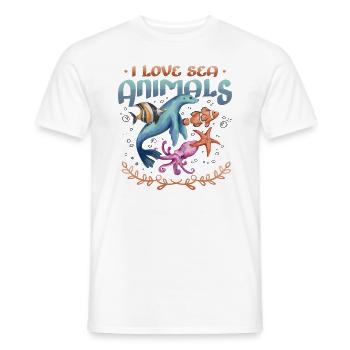 Ich Liebe Meerestiere, Herzform - Männer T-Shirt - Weiß - Vorne - AI Model Male 178 dark (178cm)