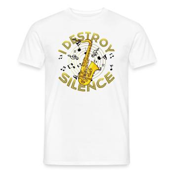 Ich Zerstöre Die Stille, Lustiges Saxophon - Männer T-Shirt - Weiß - Vorne - AI Model Male 178 dark (178cm)