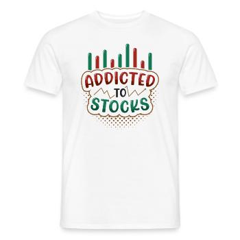 Addicted to stocks, bull bear stock market - Men's T-Shirt - white - Front - AI Model Male 178 dark (178cm)