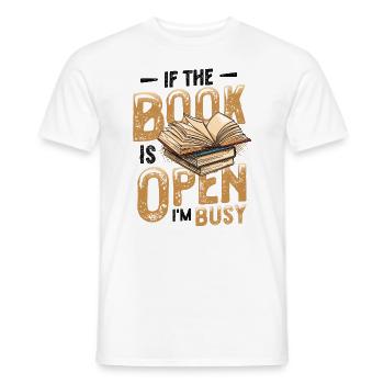 When the book is open, I'm reading - Men's T-Shirt - white - Front - AI Model Male 178 dark (178cm)