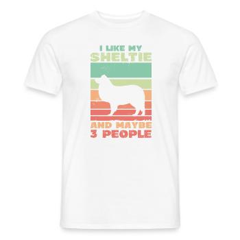 J’aime mon Sheltie et peut-être 3 personnes - T-shirt homme - blanc - Devant - AI Model Male 178 dark (178cm)
