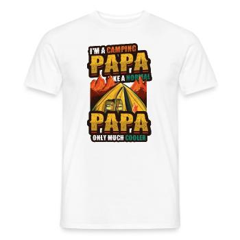 Camping Papa, campfire - Men's T-Shirt - white - Front - AI Model Male 178 dark (178cm)