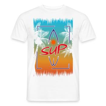 SUP Board Paddle Stand Up Paddling Shirt - T-shirt homme - blanc - Devant - AI Model Male 178 dark (178cm)