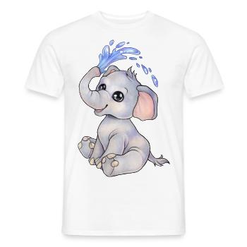 Niedlicher Baby Elefant mit Wasserfontäne - Männer T-Shirt - Weiß - Vorne - AI Model Male 178 dark (178cm)