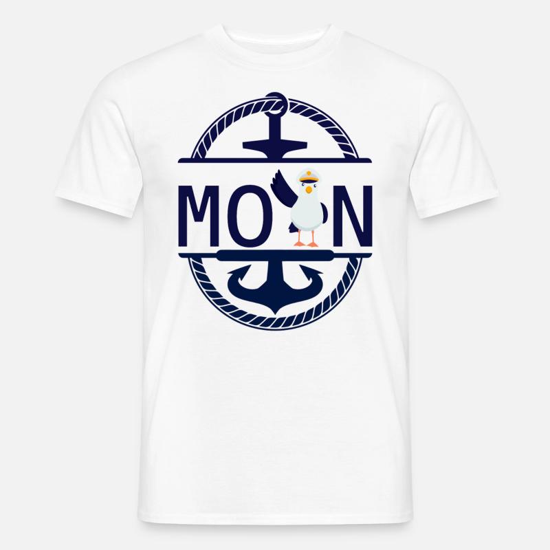 Moin Möwe und Schiff Anker - Männer T-Shirt - Weiß