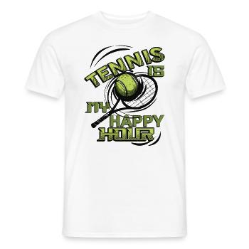 Tennis Ist Meine Happy Hour, Tennisspieler, Tennis - Männer T-Shirt - Weiß - Vorne - AI Model Male 178 dark (178cm)