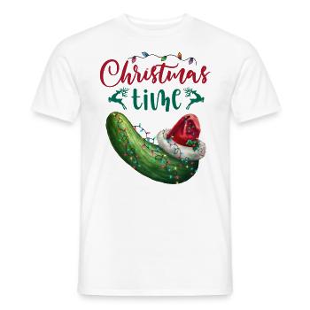 Merry Christmas Funny Christmas Cucumber - Men's T-Shirt - white - Front - AI Model Male 178 dark (178cm)
