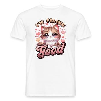 Drôle De Chat Dame, Chat Maman - T-shirt homme - blanc - Devant - AI Model Male 178 dark (178cm)