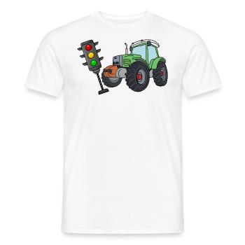 Ein Traktor fährt die Ampel um Ampel muss weg - Männer T-Shirt - Weiß - Vorne - AI Model Male 178 dark (178cm)