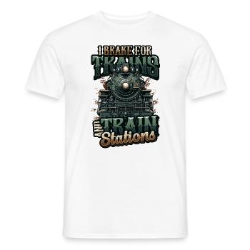 Trainspotting Train Lovers Trains - Men's T-Shirt - white - Front - AI Model Male 178 dark (178cm)