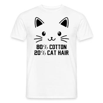 80% Cotton 20% Cat Hair funny Cats Sayings - Männer T-Shirt - Weiß - Vorne - AI Model Male 178 dark (178cm)