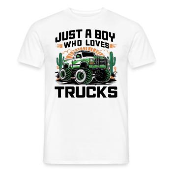 Juste un garçon qui aime les camions et les voitures - T-shirt homme - blanc - Devant - AI Model Male 178 dark (178cm)