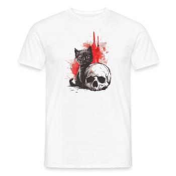Mignon Chaton Gothique Emo et Crâne - T-shirt homme - blanc - Devant - AI Model Male 178 dark (178cm)