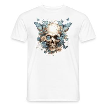Butterflies and Skulls - Men's T-Shirt - white - Front - AI Model Male 178 dark (178cm)