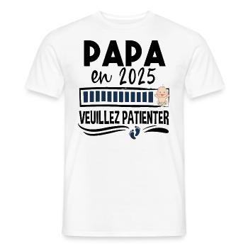 2025 Papa Bébé Naissance Père Cadeau Humour - T-shirt homme - blanc - Devant - AI Model Male 178 dark (178cm)