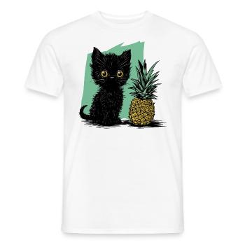 Pineapple and Kitten - Men's T-Shirt - white - Front - AI Model Male 178 dark (178cm)