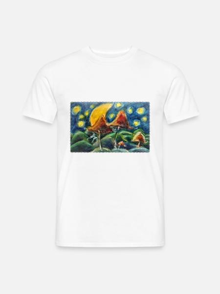 Mountains & Mushrooms Graphics Oil Pastels - Men's T-Shirt - white