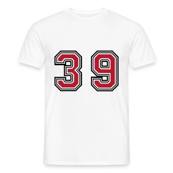 39 number symbol - Men's T-Shirt - white - Front - AI Model Male 178 dark (178cm)