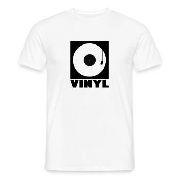 Tourne-disque vinyle - T-shirt homme - blanc - Devant - AI Model Male 178 dark (178cm)