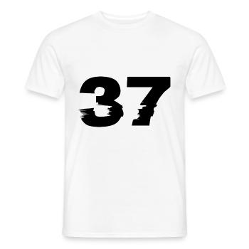 37 Number - Men's T-Shirt - white - Front - AI Model Male 178 dark (178cm)