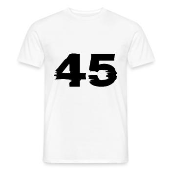 45 Number - Men's T-Shirt - white - Front - AI Model Male 178 dark (178cm)