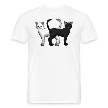 White and black cat - Men's T-Shirt - white - Front - AI Model Male 178 dark (178cm)