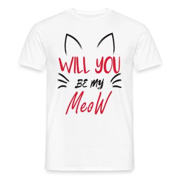 Will you be my Meow | Cute Cat Couple Motif - Men's T-Shirt - white - Front - AI Model Male 178 dark (178cm)